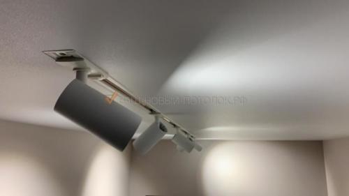 Бесщелевой потолок с трековыми светильниками