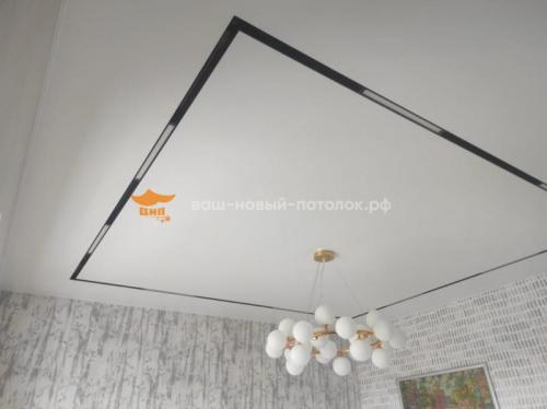 Натяжной потолок со вставкой, трековые системы lumfer