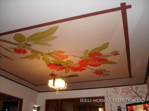 Тканевый потолок Descor в комнате, фотопечать