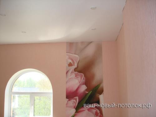 Натяжной потолок ПВХ матовый, в комнате 18м2