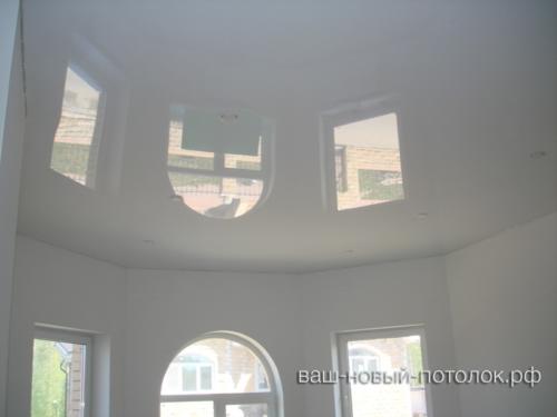 Натяжной потолок ПВХ, белый, глянец, комн.26м2