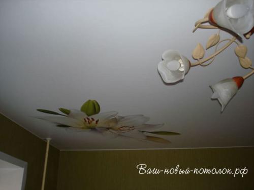 Белый матовый пвх потолок на кухне 11м2; 10680р